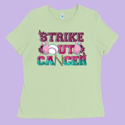 Strike Out Cancer Baseball Ladies Tee Designed By Texasbilliewilder