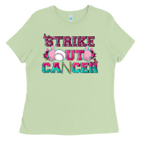 Matcha Strike Out Cancer Baseball Ladies Tee - texasbilliewilder