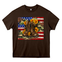 Chocolate Brown Army USA lag leopard camouflage sunflower 20oz Heavy Core Tee - Neo Western