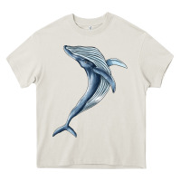 Cream humpback whale jumping Heavy Core Tee - BarkalooDesign