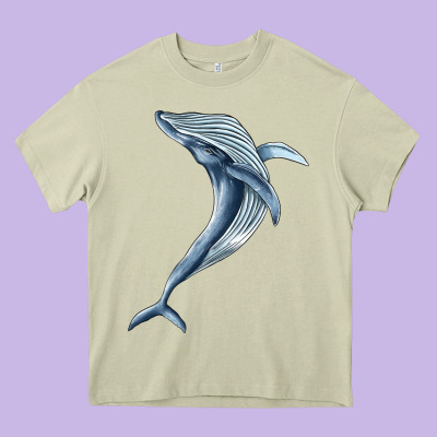 Humpback Whale Jumping Heavy Core Tee Designed By Barkaloodesign
