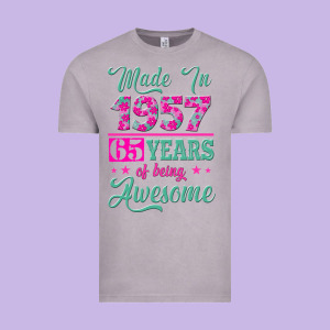 Made In 1957, 65 Years Of Being Awesome Kopya Vintage Tee Designed By Jasminsmagicworld
