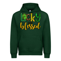 Forest Green St. Patrick's Lucky and blessed Urban Hoodie - OliviaCreatesArt