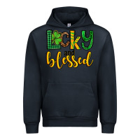 Navy St. Patrick's Lucky and blessed Urban Hoodie - OliviaCreatesArt
