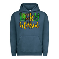 Pigment Midnight Navy St. Patrick's Lucky and blessed Urban Hoodie - OliviaCreatesArt