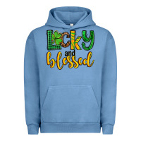Pigment Pebble Blue St. Patrick's Lucky and blessed Urban Hoodie - OliviaCreatesArt