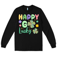 Black happy go lucky Long Sleeve Tee - MaliasSmallBusiness