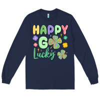 Navy happy go lucky Long Sleeve Tee - MaliasSmallBusiness