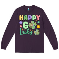 Plum happy go lucky Long Sleeve Tee - MaliasSmallBusiness
