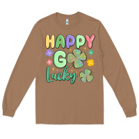 Toasted Coconut happy go lucky Long Sleeve Tee - MaliasSmallBusiness
