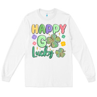 White happy go lucky Long Sleeve Tee - MaliasSmallBusiness