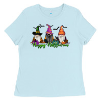 Baby Blue happy halloween gnome pumpkin Ladies Tee - RanaPortraitStore