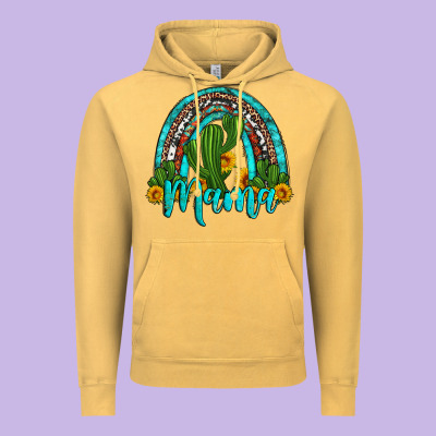 Western Cactus And Sunflower Mama Rainbow Vintage Hoodie Designed By Artiststas