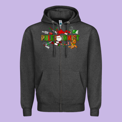 Christmas Phlebotomist Zipper Hoodie Designed By Lillyallendesigns