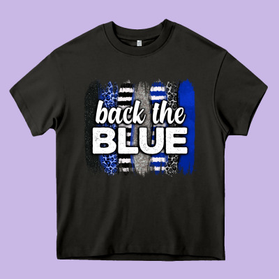 Back The Blue Brushstrokes Heavy Core Tee Designed By Neo Western