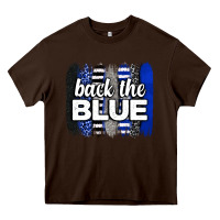 Chocolate Brown Back the blue brushstrokes Heavy Core Tee - Neo Western
