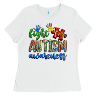 White fight for autism awareness Ladies Tee - Zillion Design Studio