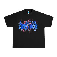 Black I am a survivor Colon Cancer blue ribbon Urban Heavy Tee - NancyCooperArtShop