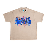 French Oak I am a survivor Colon Cancer blue ribbon Urban Heavy Tee - NancyCooperArtShop