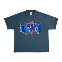 Midnight Navy I am a survivor Colon Cancer blue ribbon Urban Heavy Tee - NancyCooperArtShop