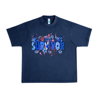 Navy I am a survivor Colon Cancer blue ribbon Urban Heavy Tee - NancyCooperArtShop