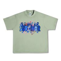 Oil Green I am a survivor Colon Cancer blue ribbon Urban Heavy Tee - NancyCooperArtShop
