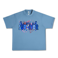 Pebble Blue I am a survivor Colon Cancer blue ribbon Urban Heavy Tee - NancyCooperArtShop