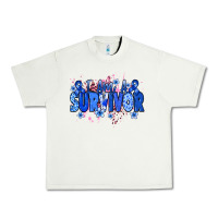 I Am A Survivor Colon Cancer Blue Ribbon Urban Heavy Tee | Teevron
