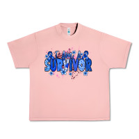 Salmon I am a survivor Colon Cancer blue ribbon Urban Heavy Tee - NancyCooperArtShop