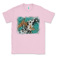 Bubblegum Pink cowhide turquoise leather background Classic Tee - AdoDesignShop