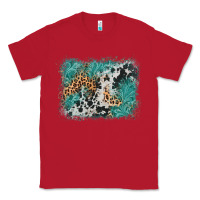 Red cowhide turquoise leather background Classic Tee - AdoDesignShop