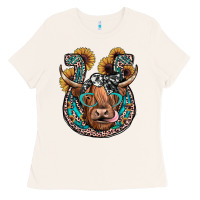 Bone highland cow horseshoe Ladies Tee - JahusDesignShop