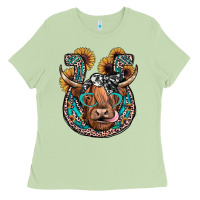 Matcha highland cow horseshoe Ladies Tee - JahusDesignShop