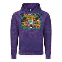 Cloud Purple longhorn bull skull western turquoise background Vintage Hoodie - Artiststas