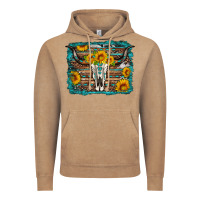 Vintage Coffee longhorn bull skull western turquoise background Vintage Hoodie - Artiststas