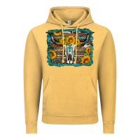 Vintage Mustard longhorn bull skull western turquoise background Vintage Hoodie - Artiststas