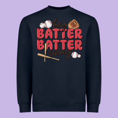 Hey Batter Batter Swing Heavyweight Sweatshirt Designed By Maliassmallbusiness
