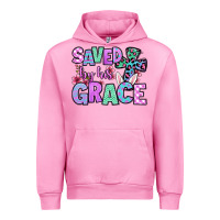 Fuchsia Pink Easter Day Saved by his grace Urban Hoodie - OliviaCreatesArt