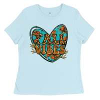 Baby Blue fall vibes heart Ladies Tee - RanaPortraitStore