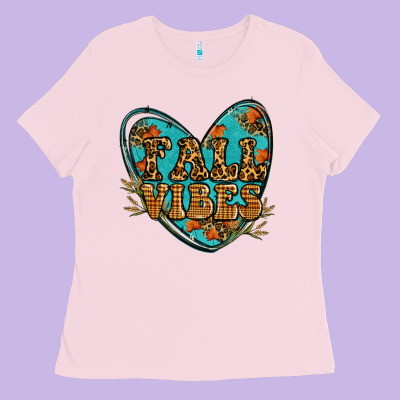 Fall Vibes Heart Ladies Tee Designed By Ranaportraitstore