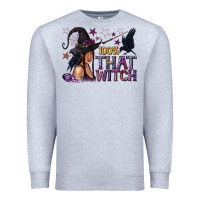 Heather Grey 100% That Witch Black Afro Witch Premium Sweatshirt - texasbilliewilder