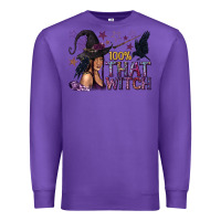 Purple 100% That Witch Black Afro Witch Premium Sweatshirt - texasbilliewilder