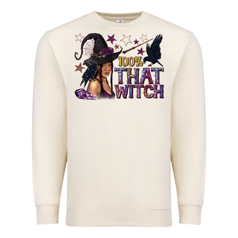 100% That Witch Black Afro Witch Premium Sweatshirt by texasbilliewilder | Teevron