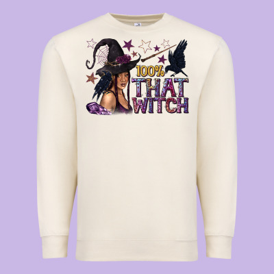100% That Witch Black Afro Witch Premium Sweatshirt Designed By Texasbilliewilder