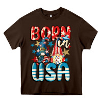 Chocolate Brown Born in USA gnomes 4th of July Heavy Core Tee - CowGirlArtShop