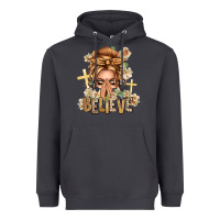 Smoke Blonde Hair Believe Praying Caucasian Messy Bun Heavyweight Hoodie - texasbilliewilder