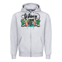 Heather Grey fishing mom Zipper Hoodie - LillyAllenDesigns
