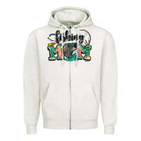 Oatmeal Heather fishing mom Zipper Hoodie - LillyAllenDesigns