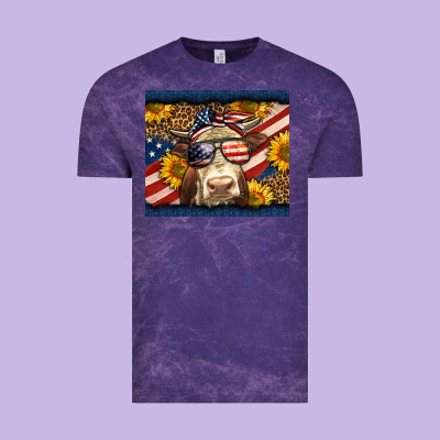 Western 4th Of July Cow Vintage Tee Designed By Lillyallendesigns