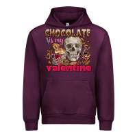 Mauve Wine Skull chocolate is my Valentine Urban Hoodie - FaDigitalArtStudio